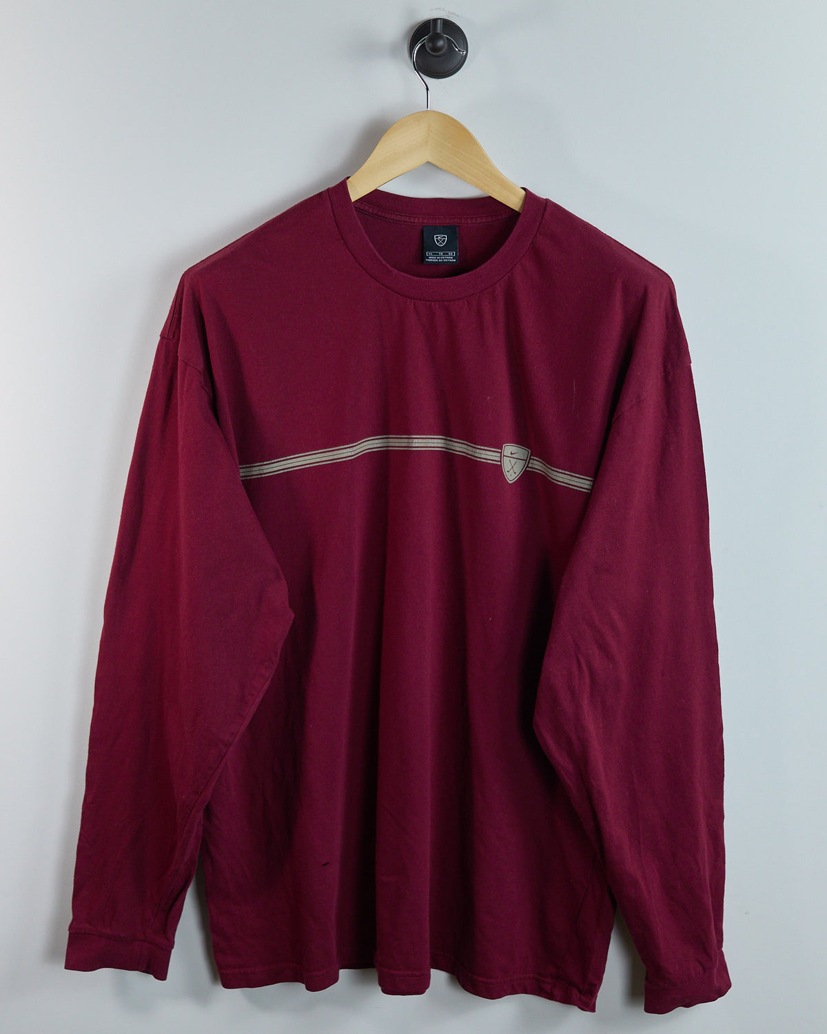 90s Nike Golf Shield Logo Burgundy Long Sleeve T-Shirt (XL)