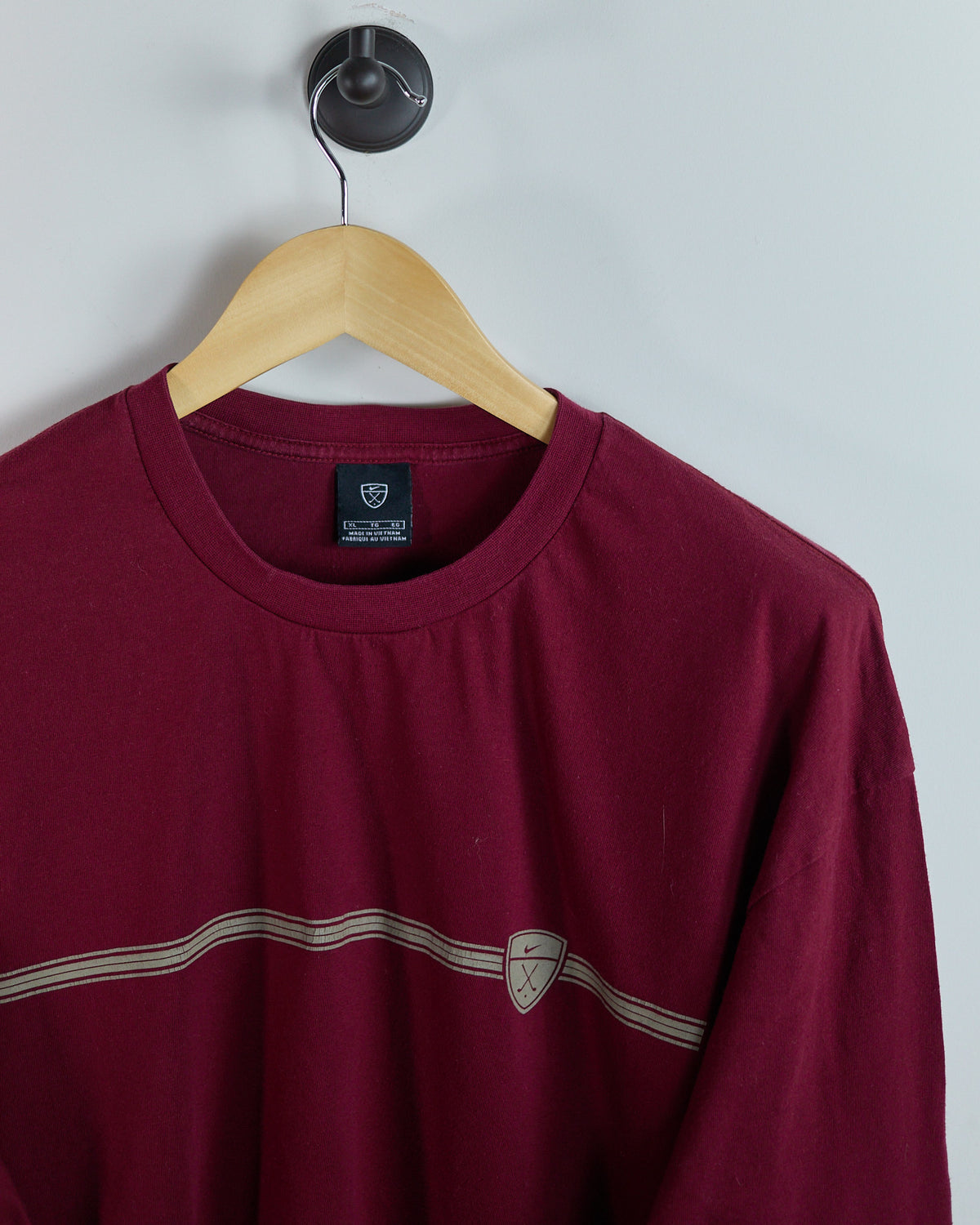 90s Nike Golf Shield Logo Burgundy Long Sleeve T-Shirt (XL)