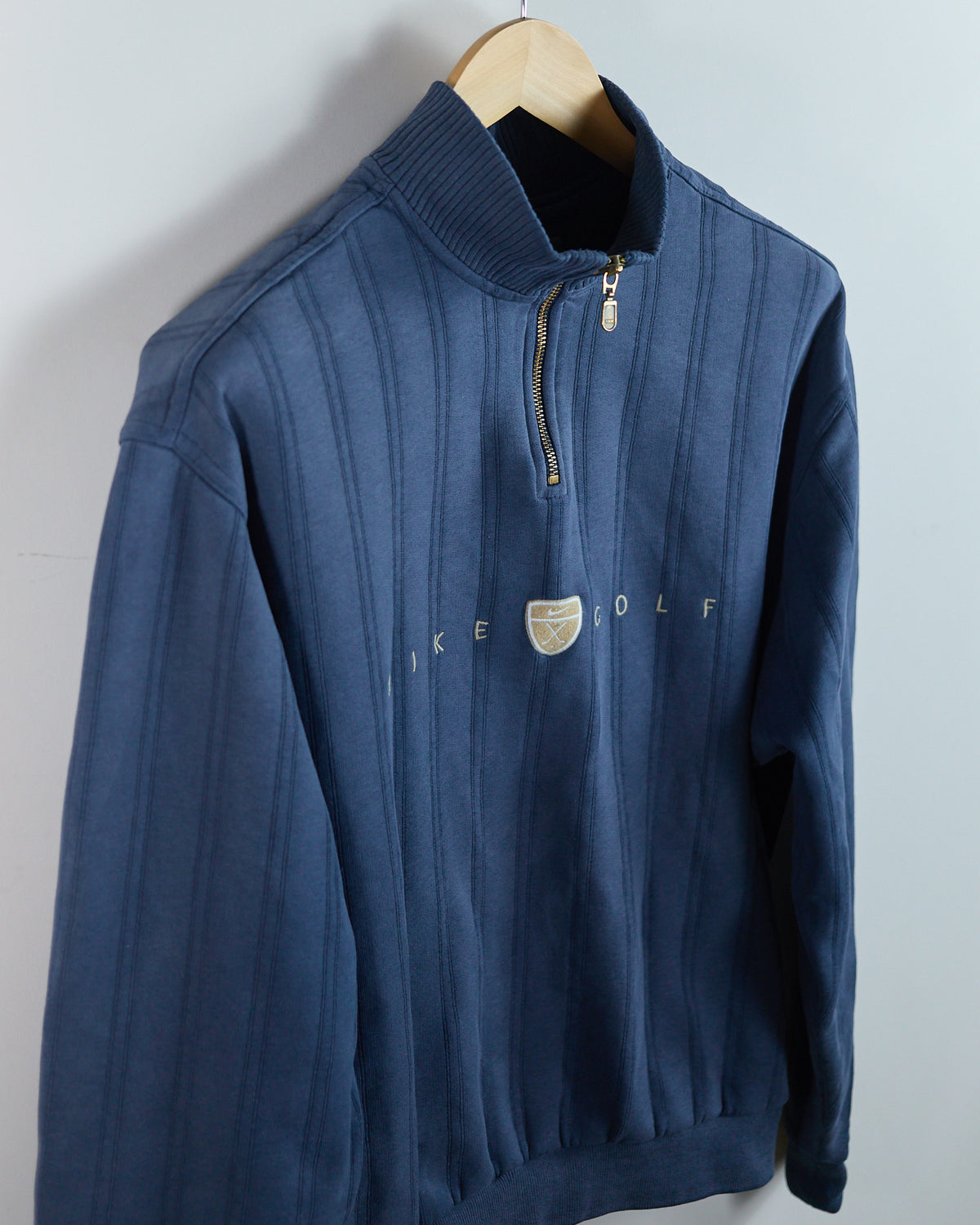 90s Nike Golf Shield Logo Blue Quarter Zip Jumper (M)