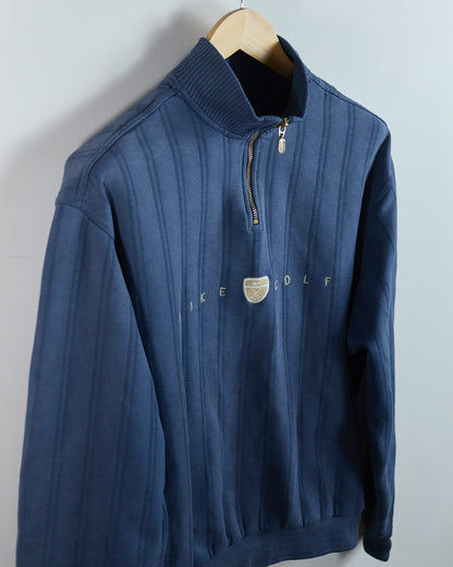 90s Nike Golf Shield Logo Blue Quarter Zip Jumper (M)
