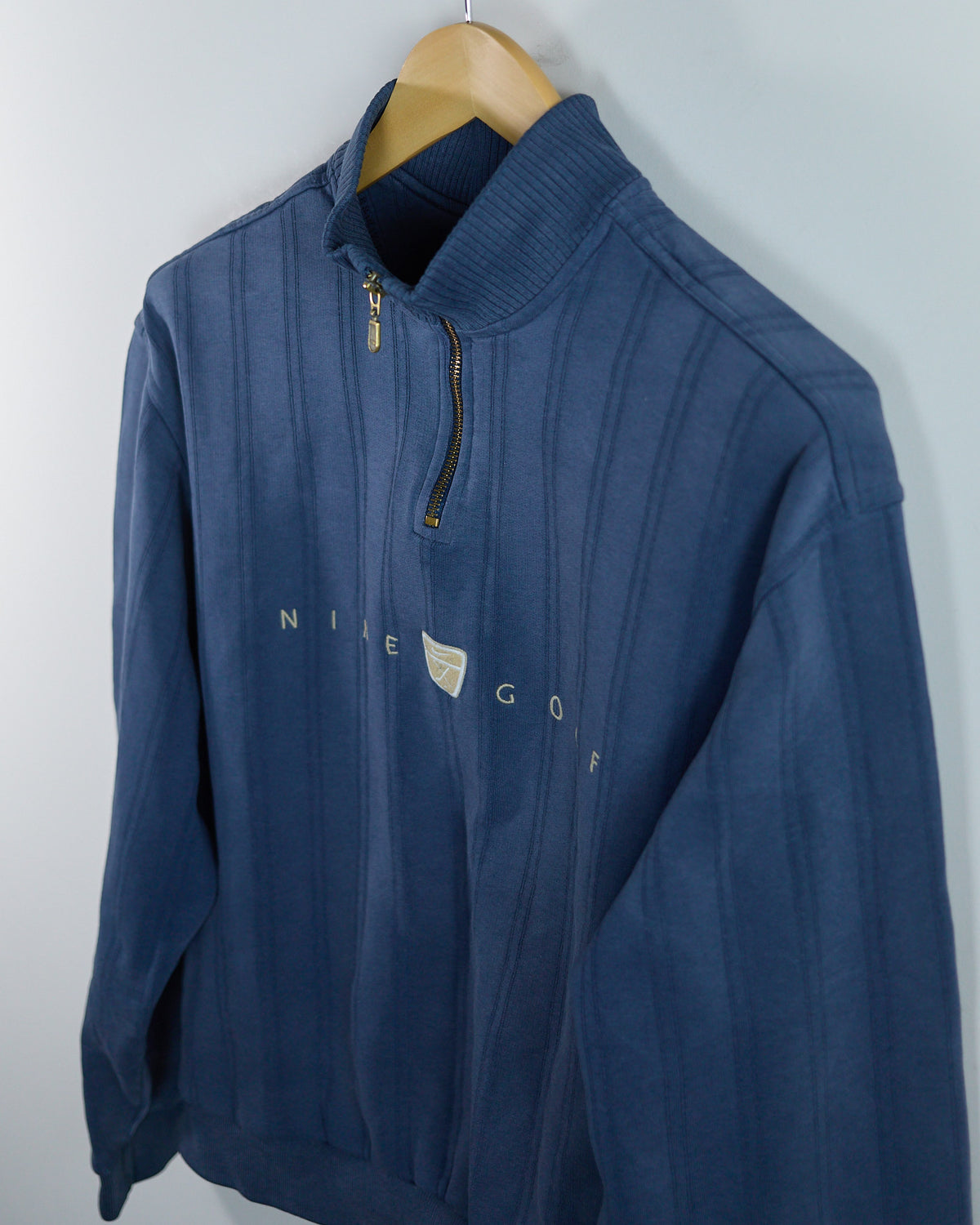 90s Nike Golf Shield Logo Blue Quarter Zip Jumper (M)