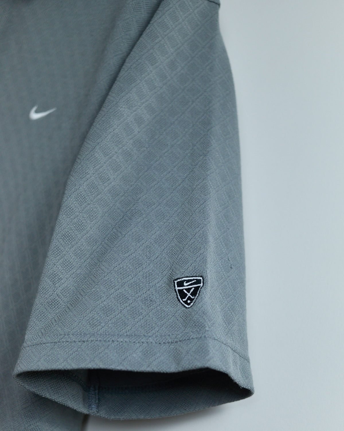 90s Nike Golf Tiger Woods Shield Logo Grey Diamond Pattern Polo (L)