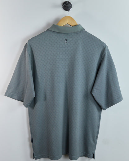 90s Nike Golf Tiger Woods Shield Logo Grey Diamond Pattern Polo (L)