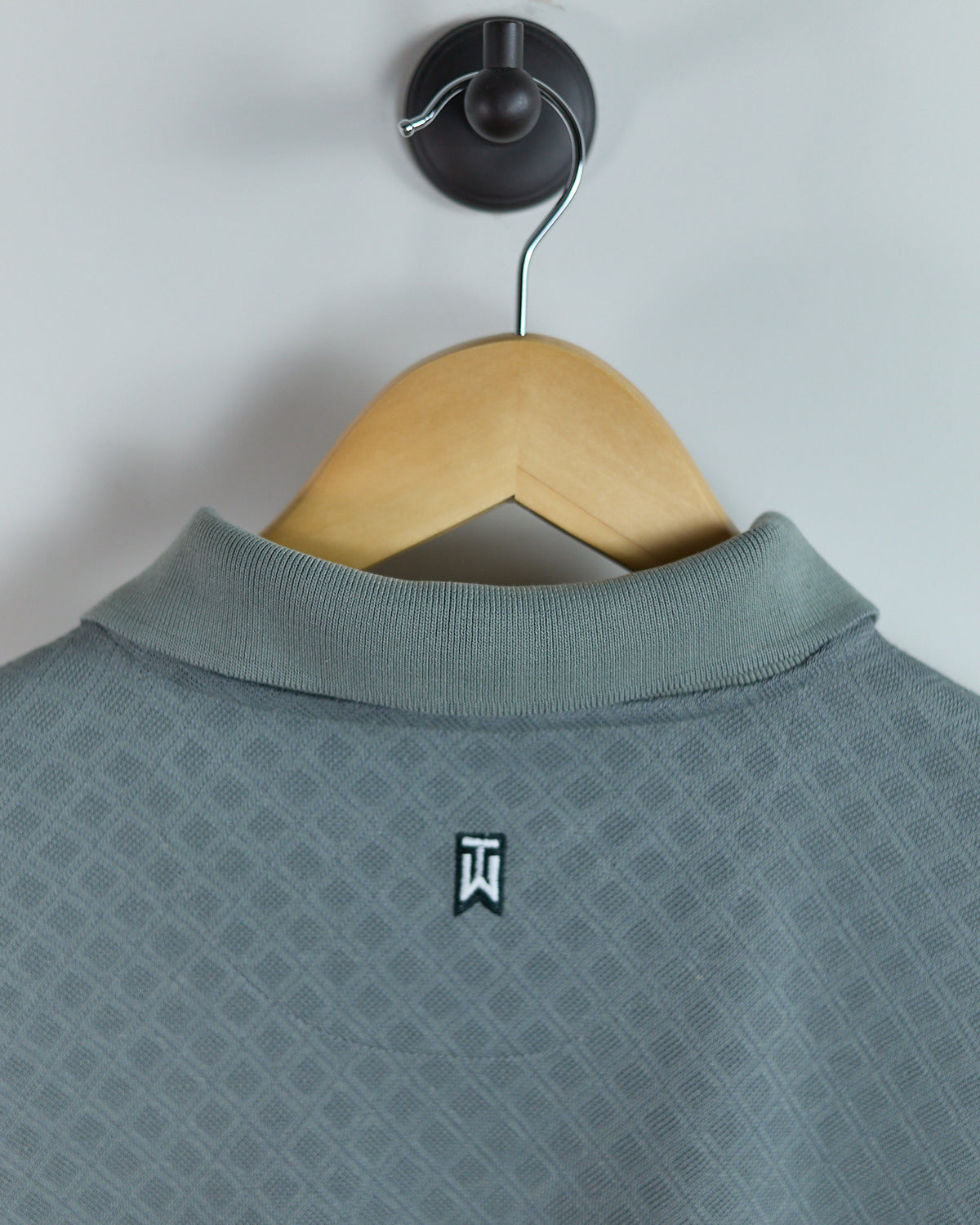 90s Nike Golf Tiger Woods Shield Logo Grey Diamond Pattern Polo (L)