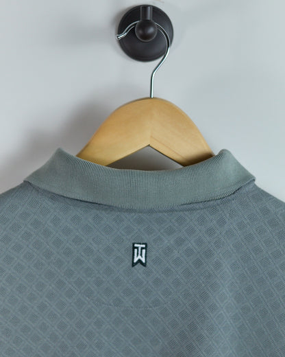 90s Nike Golf Tiger Woods Shield Logo Grey Diamond Pattern Polo (L)