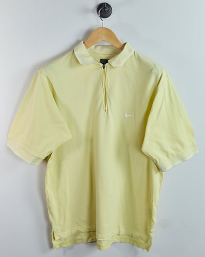 90s Nike Golf Tiger Woods Yin Yang Yellow Zip Up Polo (M)