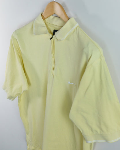 90s Nike Golf Tiger Woods Yin Yang Yellow Zip Up Polo (M)