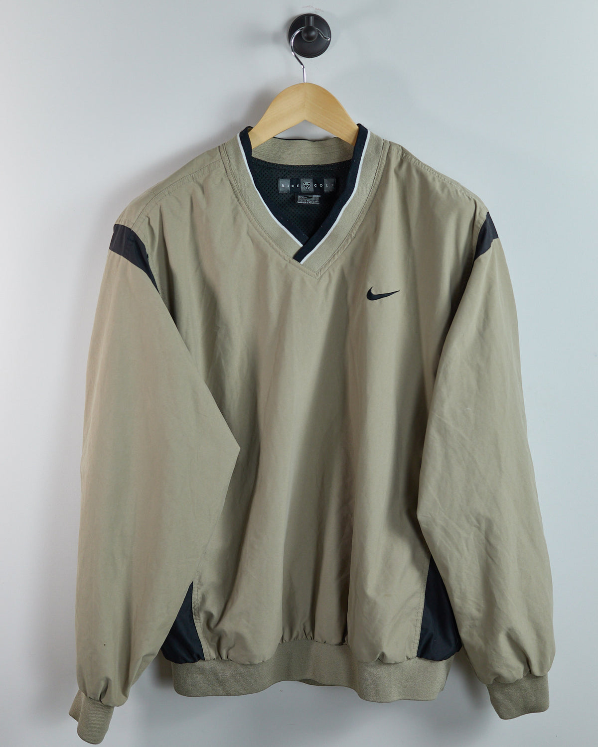 90s Nike Golf Beige V Neck Windbreaker (L)