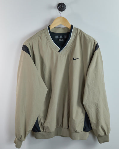 90s Nike Golf Beige V Neck Windbreaker (L)