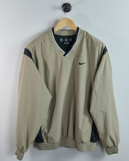 90s Nike Golf Beige V Neck Windbreaker (L)