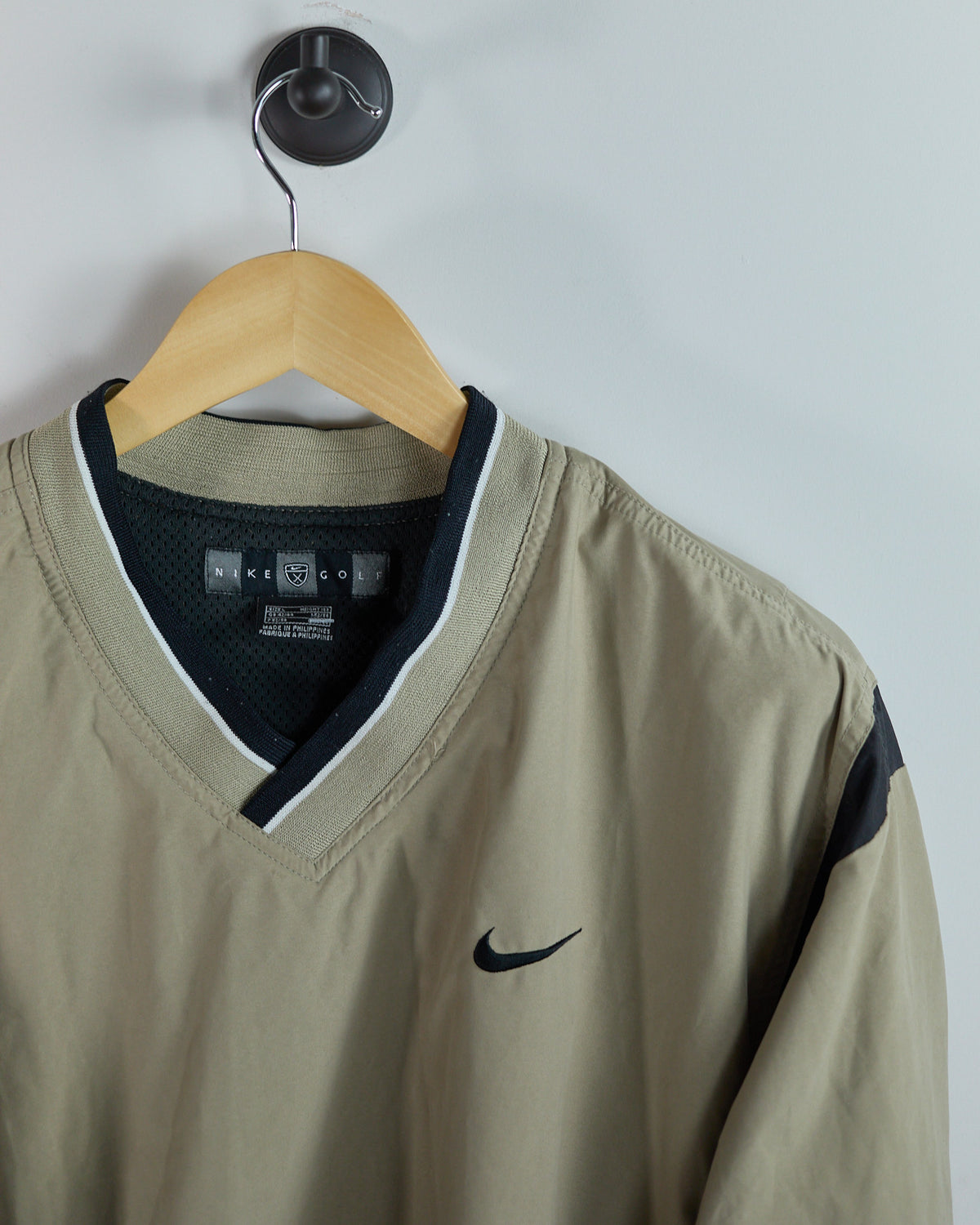 90s Nike Golf Beige V Neck Windbreaker (L)