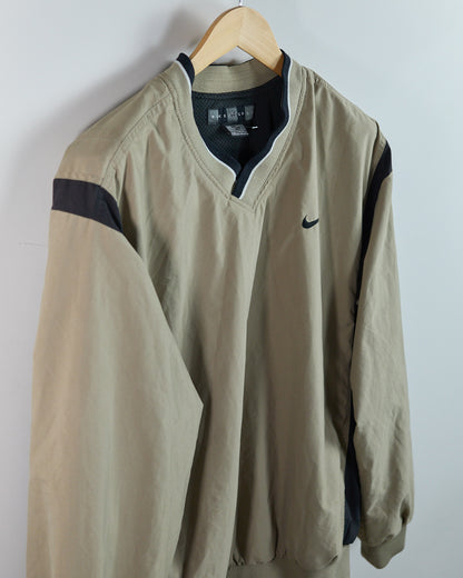 90s Nike Golf Beige V Neck Windbreaker (L)
