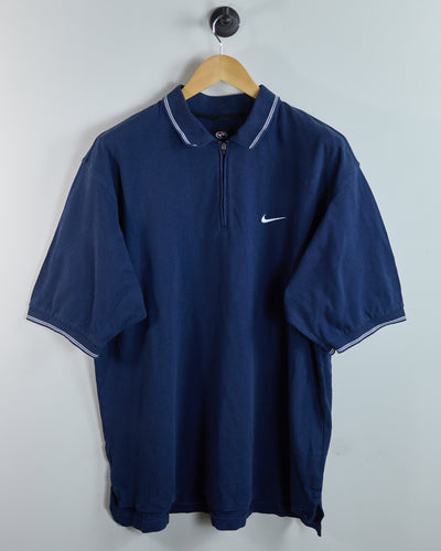 90s to early 00s Nike Golf Tiger Woods Yin Yang Blue Zip Up Polo (L)
