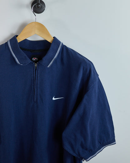 90s to early 00s Nike Golf Tiger Woods Yin Yang Blue Zip Up Polo (L)