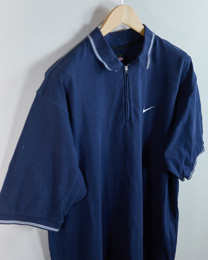 90s to early 00s Nike Golf Tiger Woods Yin Yang Blue Zip Up Polo (L)