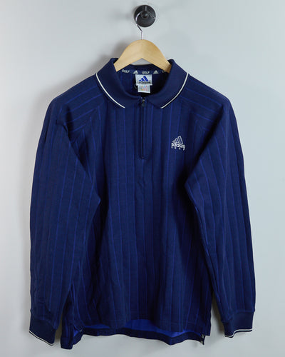 Mid 90s Adidas Golf Blue Long Sleeve Zip Up Polo (L)
