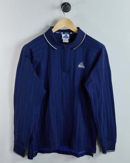 Mid 90s Adidas Golf Blue Long Sleeve Zip Up Polo (L)