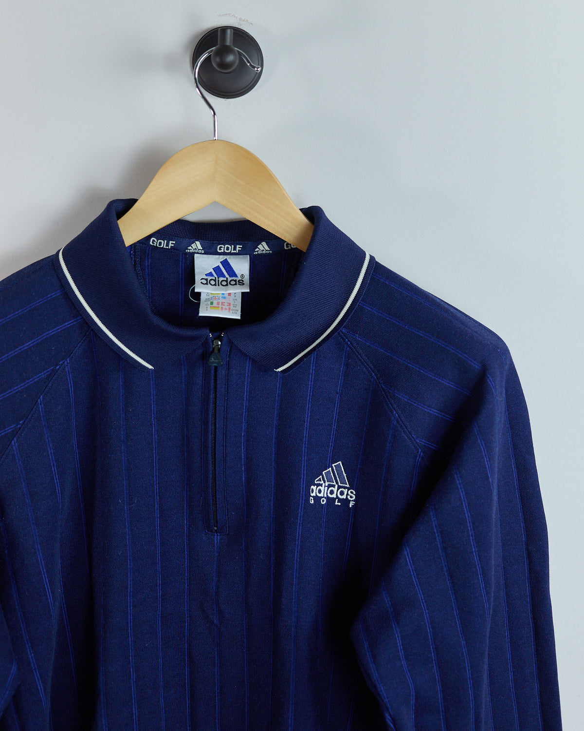 Mid 90s Adidas Golf Blue Long Sleeve Zip Up Polo (L)
