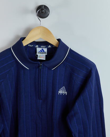 Mid 90s Adidas Golf Blue Long Sleeve Zip Up Polo (L)