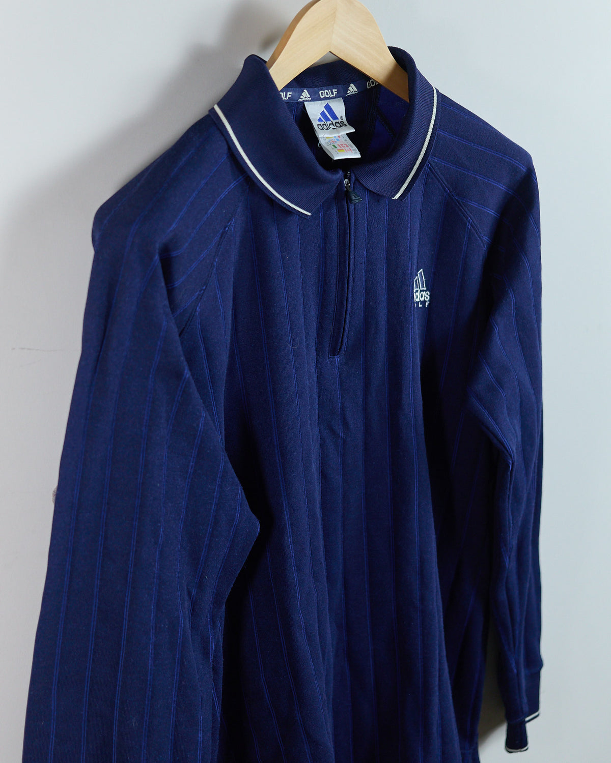 Mid 90s Adidas Golf Blue Long Sleeve Zip Up Polo (L)