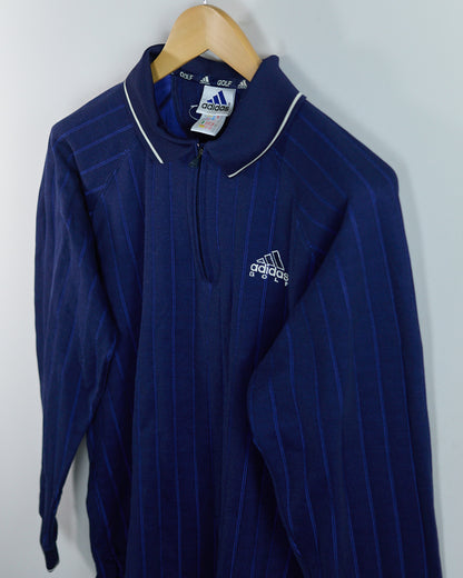 Mid 90s Adidas Golf Blue Long Sleeve Zip Up Polo (L)
