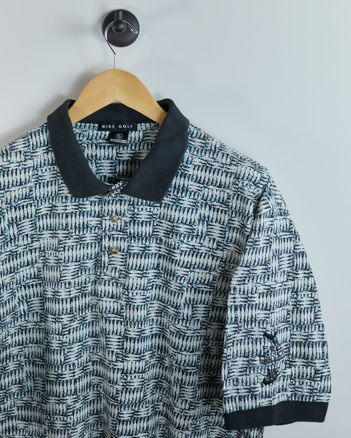 90s Nike Golf x Eagle Harbor White/Black Pattern Polo (XL)