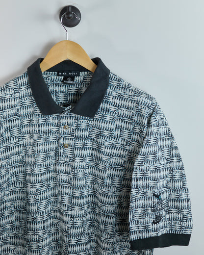 90s Nike Golf x Eagle Harbor White/Black Pattern Polo (XL)