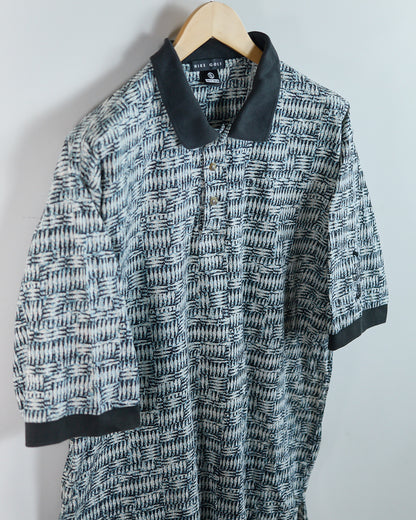 90s Nike Golf x Eagle Harbor White/Black Pattern Polo (XL)