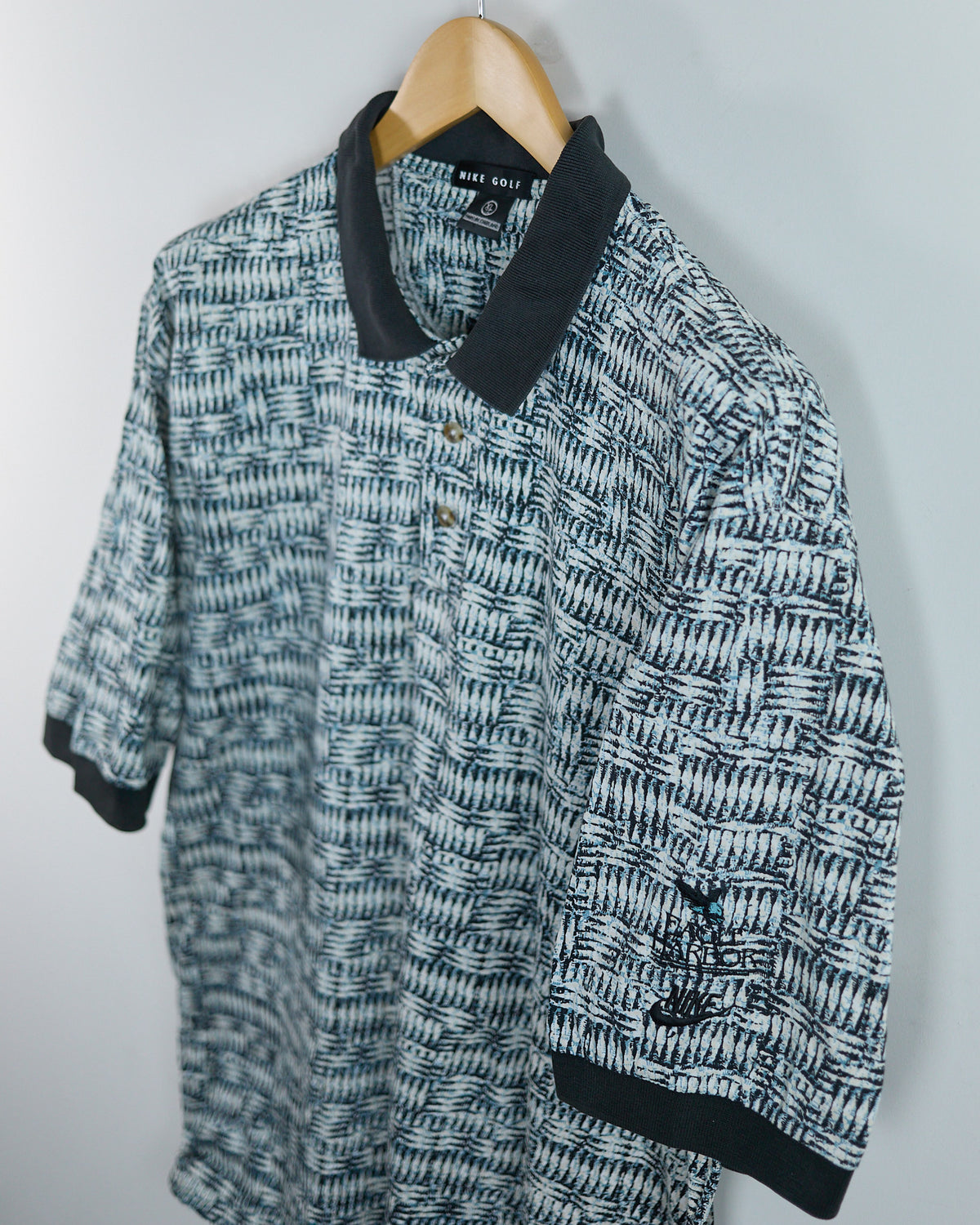 90s Nike Golf x Eagle Harbor White/Black Pattern Polo (XL)