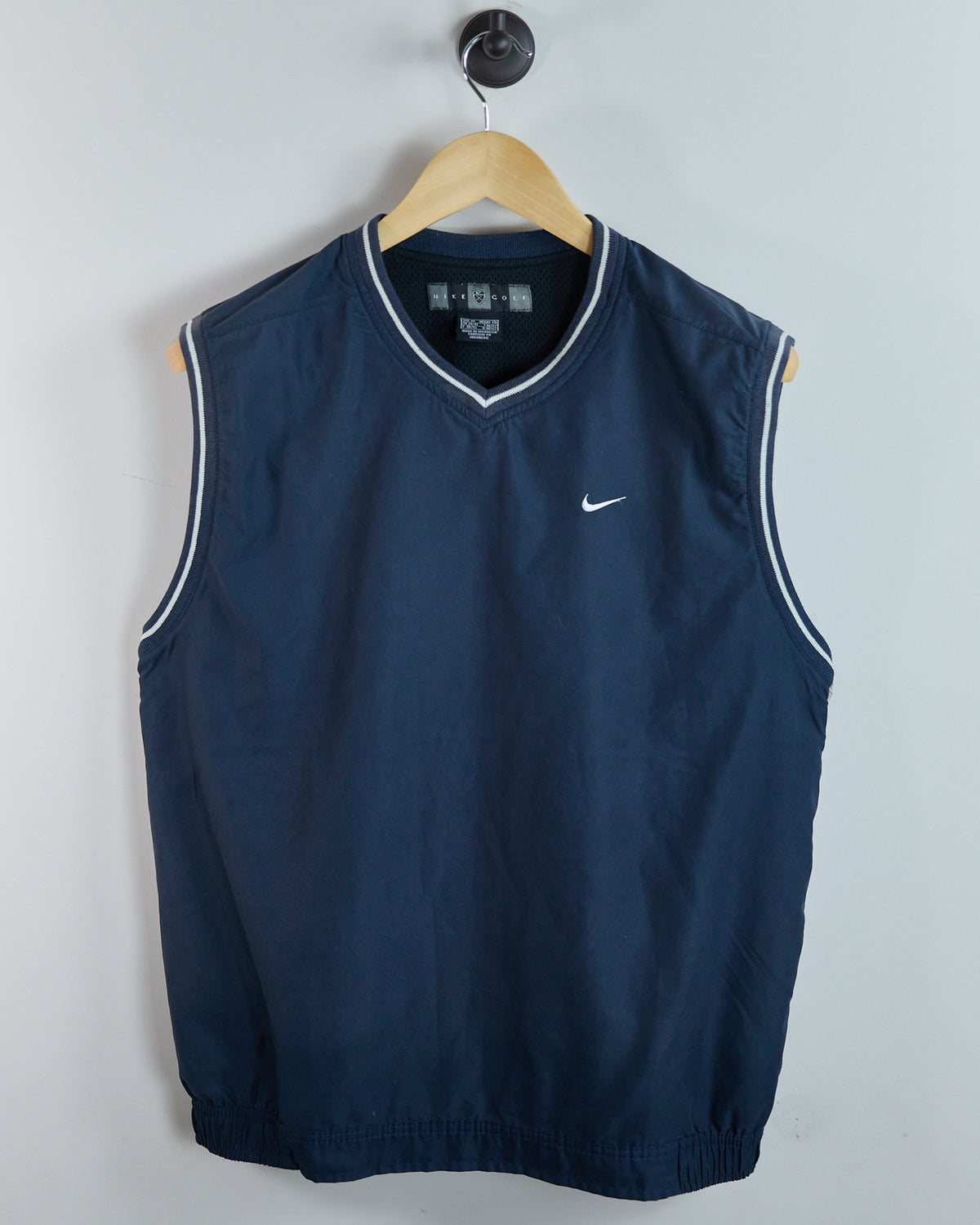 90s Nike Golf Shield Logo Blue V Neck Windbreaker Vest (M)