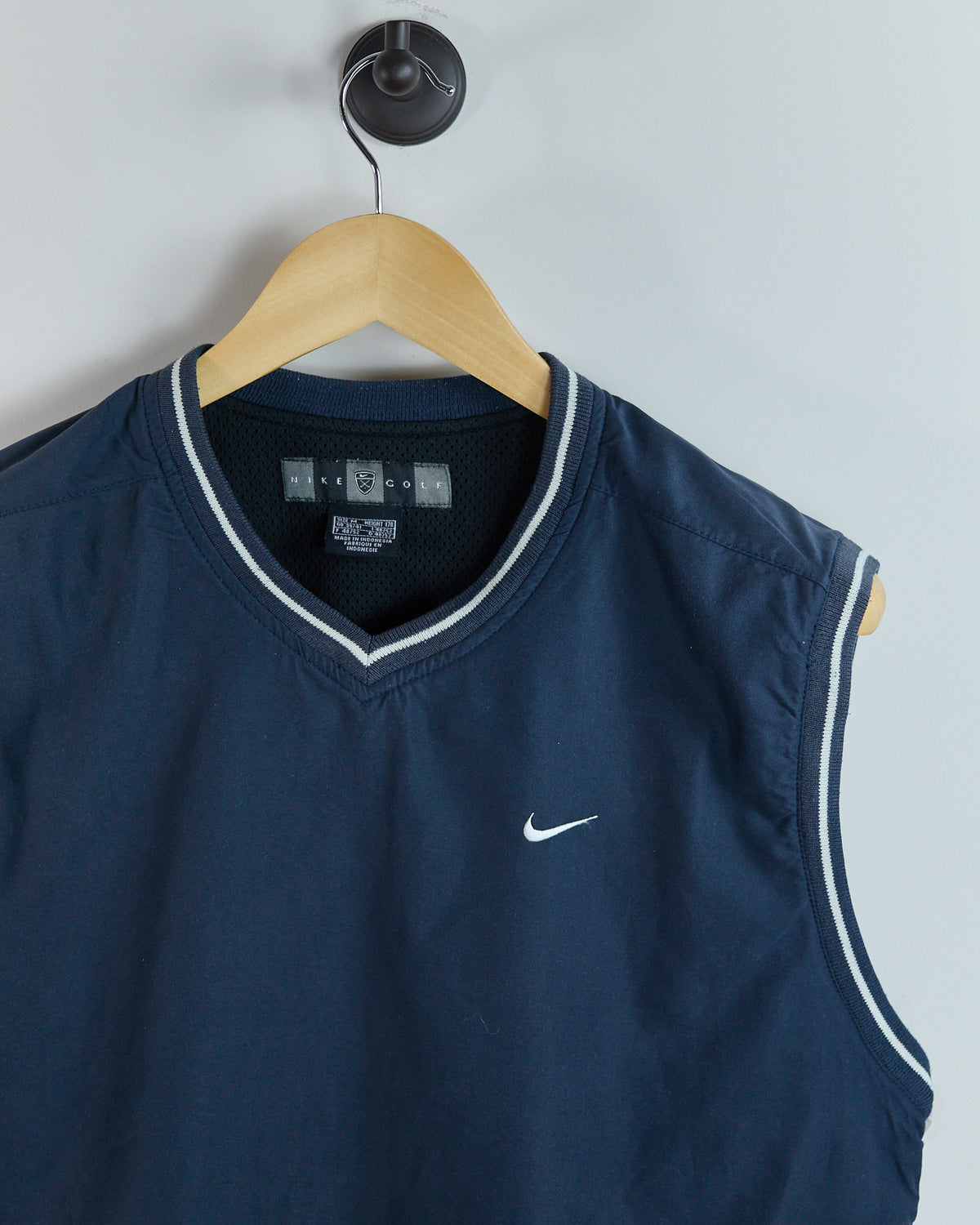 90s Nike Golf Shield Logo Blue V Neck Windbreaker Vest (M)