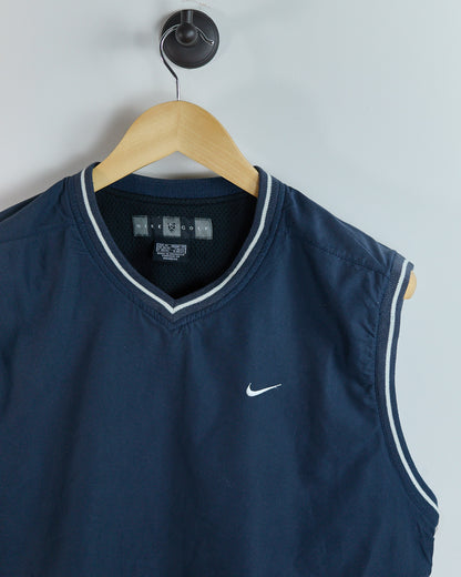 90s Nike Golf Shield Logo Blue V Neck Windbreaker Vest (M)