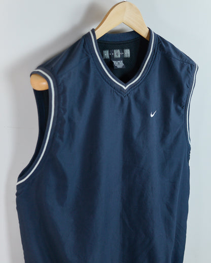 90s Nike Golf Shield Logo Blue V Neck Windbreaker Vest (M)
