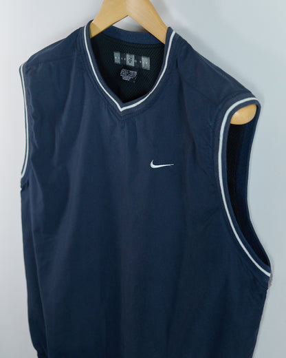 90s Nike Golf Shield Logo Blue V Neck Windbreaker Vest (M)
