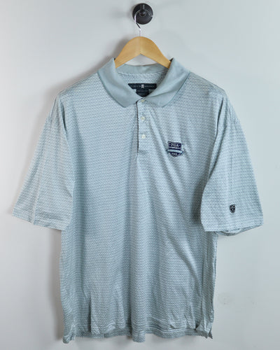 2002 Nike Golf Tiger Woods Shield Logo Pattern Polo, PGA Championship Polo (XL)