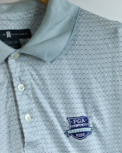 2002 Nike Golf Tiger Woods Shield Logo Pattern Polo, PGA Championship Polo (XL)