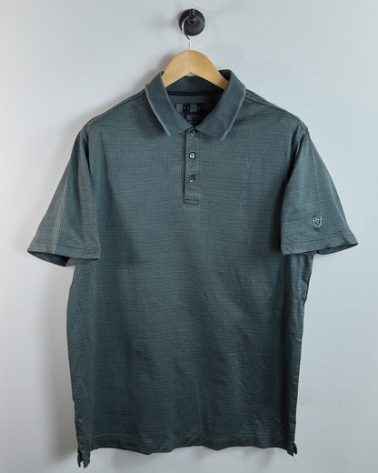 90s Nike Golf Shield Logo Dark Grey/Black Pattern Polo (XL)