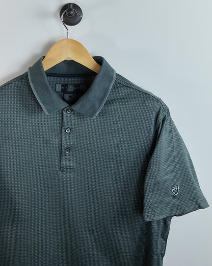 90s Nike Golf Shield Logo Dark Grey/Black Pattern Polo (XL)