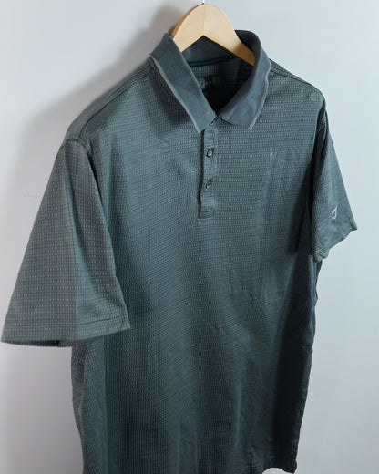 90s Nike Golf Shield Logo Dark Grey/Black Pattern Polo (XL)