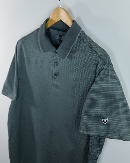 90s Nike Golf Shield Logo Dark Grey/Black Pattern Polo (XL)