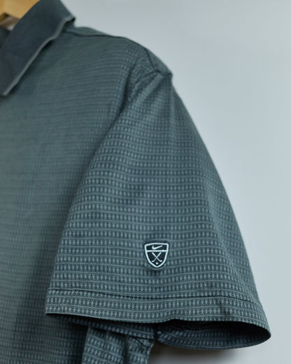 90s Nike Golf Shield Logo Dark Grey/Black Pattern Polo (XL)