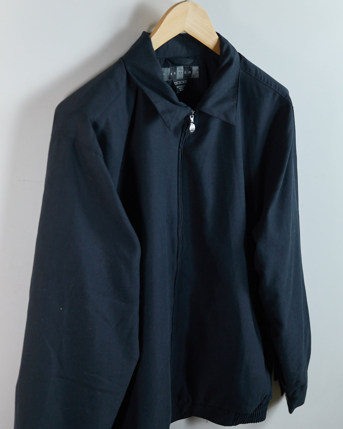 90s Nike Golf Shield Logo Black Zip Up Windbreaker (M)
