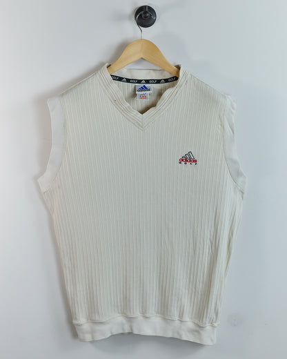 Mid 90s Adidas Golf Cream V Neck Vest (L)