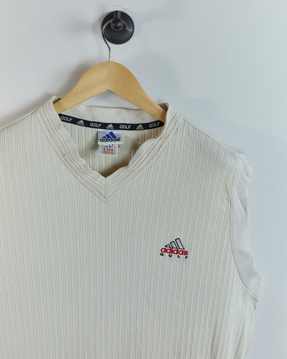 Mid 90s Adidas Golf Cream V Neck Vest (L)