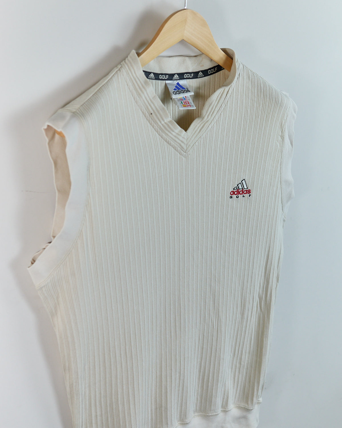 Mid 90s Adidas Golf Cream V Neck Vest (L)