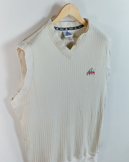 Mid 90s Adidas Golf Cream V Neck Vest (L)