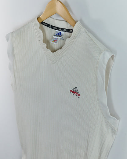 Mid 90s Adidas Golf Cream V Neck Vest (L)