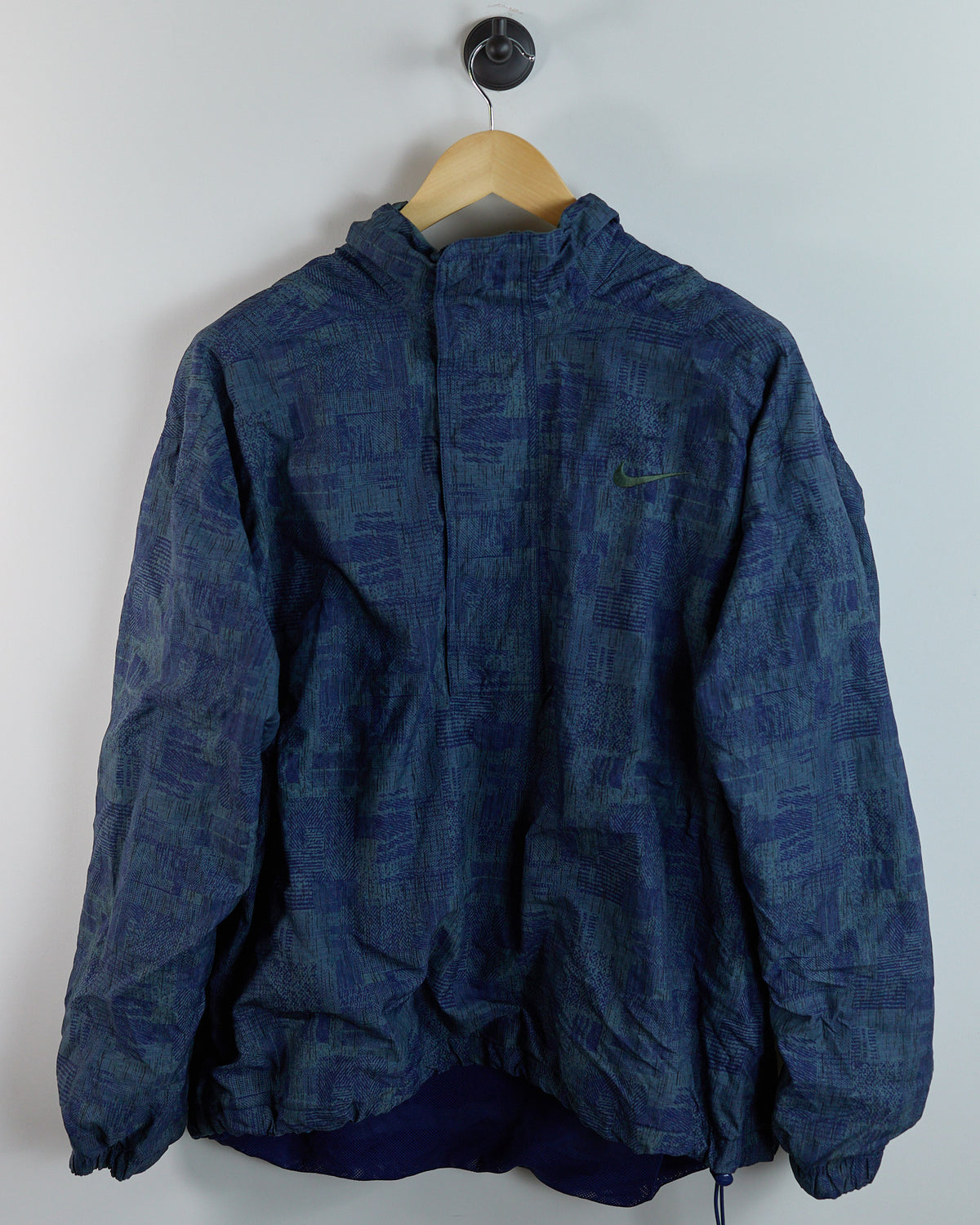 90s Nike Golf STORM FIT Pattern Blue Quarter Zip Windbreaker (XL)