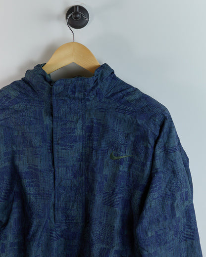 90s Nike Golf STORM FIT Pattern Blue Quarter Zip Windbreaker (XL)