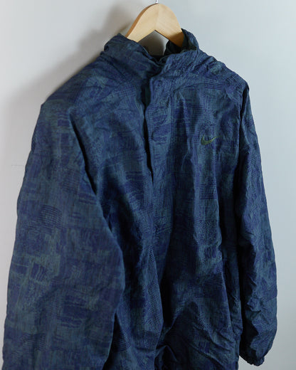 90s Nike Golf STORM FIT Pattern Blue Quarter Zip Windbreaker (XL)